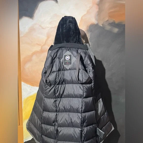 Canada Goose Kensington Graphite Hooded Down Coat with Fur Trim